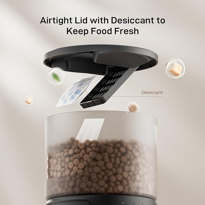 Automatic Cat Feeder: 3L Auto Food Dispenser with Timed Feeding| 6 Meal Programmable& 1-20 Portion Precise Control- Easy to Clean for Cat Indoor| Desiccant Keep Food Fresh with Staiess Bowl