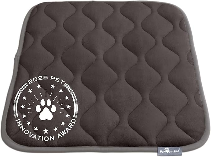 Paw Inspired Washable Padded Crate Mats for Dogs | 23” x 17” Pad, Fits 24-inch Kennels | Leakproof, Waterproof Bottom, Plush Pet Beds (Gray)
