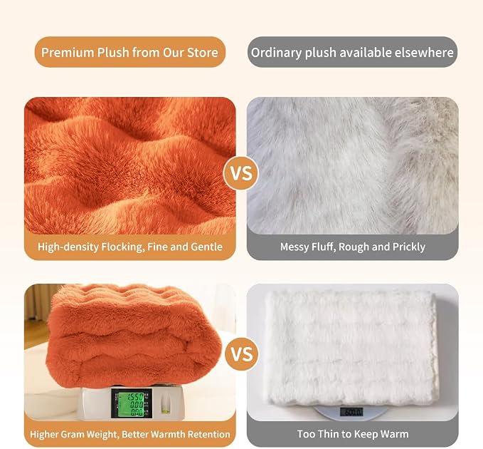 SOMAHE Cat Blanket, Reversible Sherpa & Bubble Fleece Pet Throw, Ultra-Soft Plush for Indoor Cats, Machine Washable, Anti-Static, Warm & Cozy, 22"×18" Inch Orange