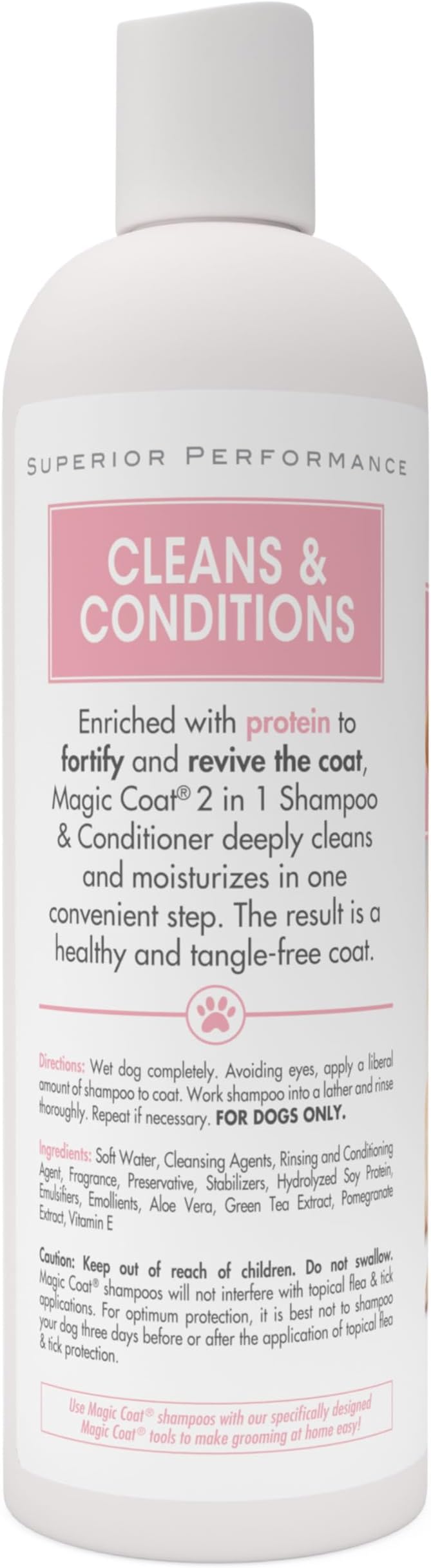Four Paws Magic Coat Cleans & Conditions 2-in-1 Shampoo and Conditioner for Dogs, Moisturizing Dog Wash for Itchy Dry Skin, Dog Grooming, Calming Water Scent, 16 Ounce