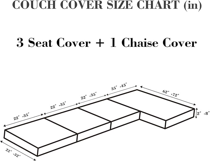 Sofa Covers Couch Covers for Sofa Pet Friendly Couch Cushion Covers Universal Sofa Covers Washable Stretch Slipcovers for Sectional Sofa (Texture Green, 3 Seats + Chaise Cover)