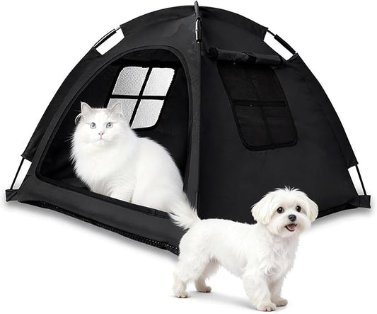 Anti-Anxiety Open Pet Tent for Cats & Dogs, Calming Hideaway | Soothing den, ventilated mesh, ripstop oxford, tip-proof. No-tools, washable cover. Indoor & outdoor. Up to 35lb. 5 colors