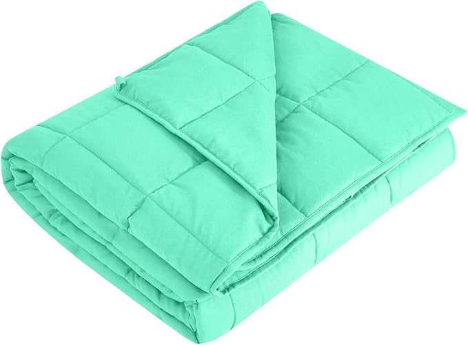 L'AGRATY Weighted Blanket - 60"x80" 15lbs Cooling Breathable Heavy Blanket Microfiber Material with Glass Beads for Adult All-Season Summer Fall Winter Soft Thick Comfort