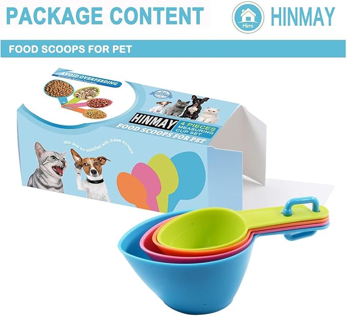 HINMAY Pet Food Scoops Plastic Measuring Cups Set for Dog Cat and Bird Food (Random Color)