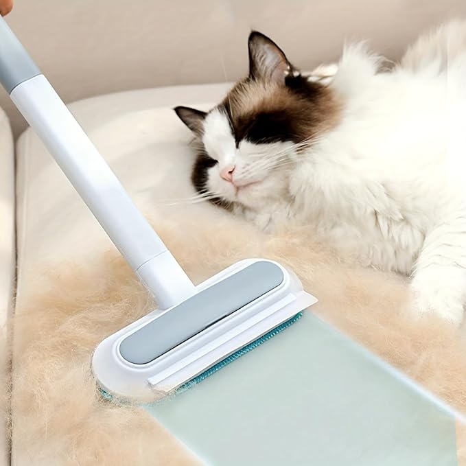No Kneeling Pet Hair Remover – 4-in-1 Reusable Tool for Dog & Cat Hair, Extra Long Handle (23.4") for Under Furniture, High Windows & Hard-to-Reach Areas – Back-Saver, 2-Pack (Value Set)