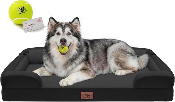 Dog Beds for Extra Large Dog-Orthopedic Pet Jumbo Bed with Washable Removable &Waterproof Cover Memory Foam Sofa Pet Couch with Bolster-48 x 30"
