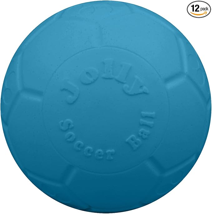 Jolly Pets Large Soccer Ball Floating-Bouncing Dog Toy, 8 inch Diameter, Ocean Blue (Pack of 12)