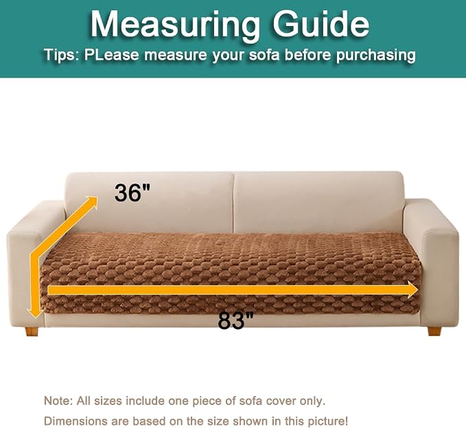 Awjcsv Couch Cover for Dogs Washable, Waterproof Couch Covers for 3 Cushion Couch Sofa Pet Friendly, Soft and Anti Slip (Coffee, 1pc/36"x 83")