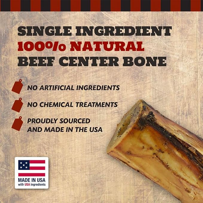 THE COUNTRY BUTCHER 4" Beef Marrow Dog Bones for Aggressive Chewers, Medium Breed Dog Treat, with Collagen, Natural, Tough, Chew Toy, Made in the USA, 6 Count