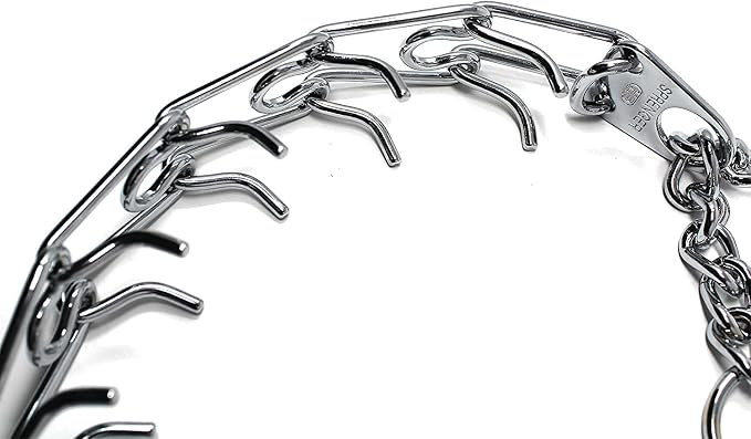 Herm Sprenger Chrome Plated Steel Training Prong Collar with Quick Release Snap for Dogs (25in (63cm) x 4mm) (Neck Size Up to 21 inches)