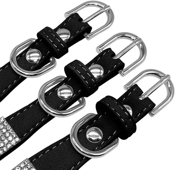 Rhinestone Dog Collar, Cute Dazzling Sparkling Soft Suede Leather Dog Cat Rhinestone Collar Crystal Diamond Pet Dog Puppy Collar (M, Red-4)