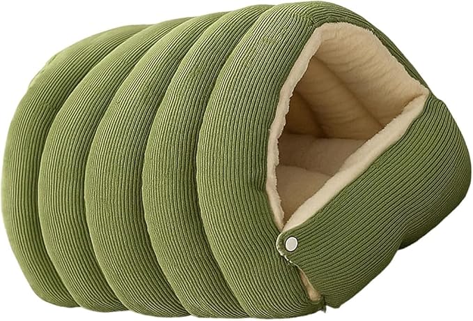 Cozy Plush Pet Cave Bed with Removable Cushion for Cats & Small to Medium Dogs - Winter Warm Hideaway, Washable, Light Beige (XL)