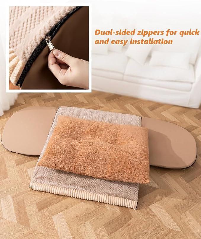 Large Dog House Indoor, Foldable Pet House Bed with Removable Plush Cushion, Warm Covered Dog Cave Nest Bed for Small Medium Extra Large Dogs (Brown, X-Large)