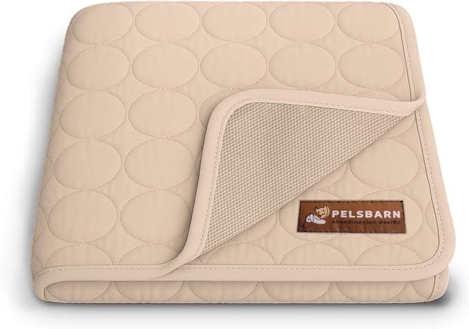 Pelsbarn Dog Cooling Mat- Ice Silk Summer Comfort, Self Cooling, Non-Slip Dog Pad, Durable & Washable, Mat for Extra Small Dogs 15 x 19, Support Shelter Dogs with Every Purchase (Beige)