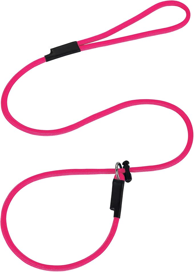 Slip Lead Dog Leash – Strong Nylon Training Rope with Spring-Loaded Adjustable Stopper – 5/16" x 4/5/6ft -No Pull Heavy Duty Leash for Small Medium Large Dogs(Pink, 4 FT)