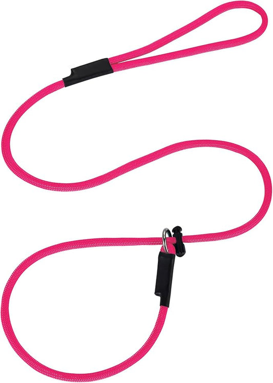 Slip Lead Dog Leash – Strong Nylon Training Rope with Spring-Loaded Adjustable Stopper – 5/16" x 4/5/6ft -No Pull Heavy Duty Leash for Small Medium Large Dogs(Pink, 4 FT)
