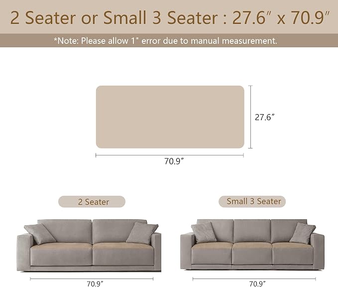 MEETSKY Light Grey Couch Covers for 2 Cushion Sofa, Non Slip Sofa Cover for Dogs Washable, Soft Sofa Slipcovers Couch Protector Pet Friendly Dog Mat for Couches and Sofas, 27.6" x 70.9"