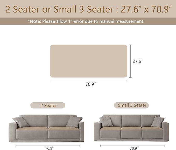 MEETSKY Sofa Covers Washable, Non Slip Couch Covers for 2 Cushion Couch Sofa Pet Friendly, Soft Sofa Cover Furniture Protector Covers, Dog Mat for Couches, Cream, 27.6" x 70.9"