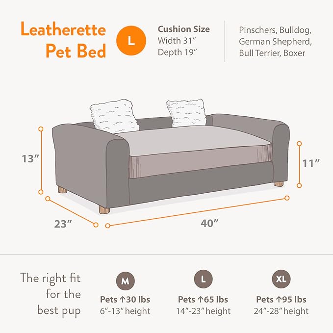 Moots Premium Leatherette Pets Sofa, Black/Charcoal, Medium/Large