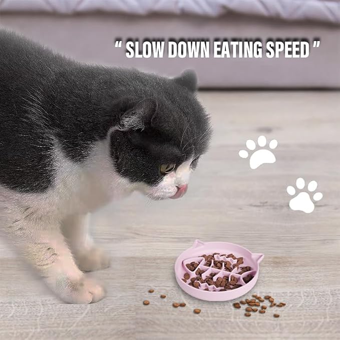 Silicone Cat Slow Feeder,Slow Feeder Cat Bowl Wet Food with Suction Cups，Puzzle Feeder Cat,Cat Interactive Toys,Effectively Reduce Overeating in Kitty (Pink, 1 Cup)