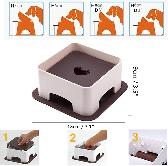 Bulldog Bowl Anti-Slip Dog Cat Dish Detachable Dog Bowls Pet Sterile Tilted Pet Feeder Slope Base (Black,Ceramic - 1.5 Cup