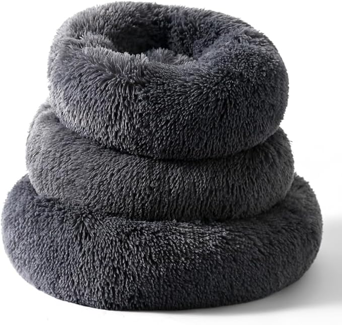 Round Dog and Cat Bed Cushion - Doughnut-Shaped Blanket for Small Pets
