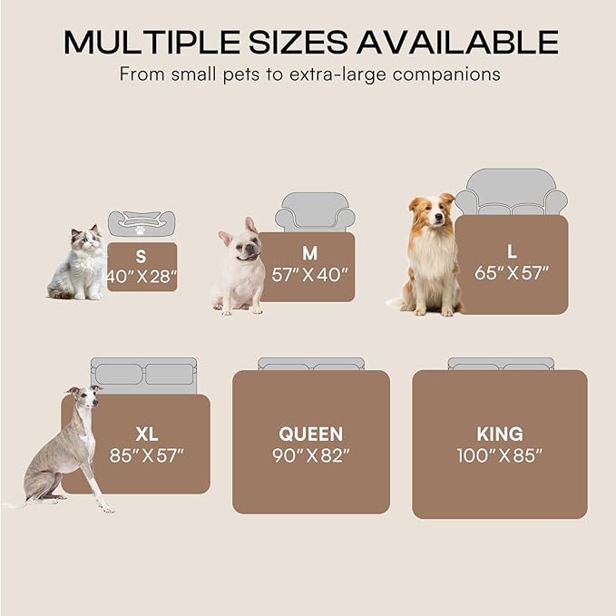 Luciphia Waterproof Pet Blanket, Liquid Pee Proof Dog Blankets for Sofa Bed Couch, Reversible Sherpa Fleece Furniture Protector Cover for Small Medium Large Dogs Cats,Khaki Medium（57" x 40"）