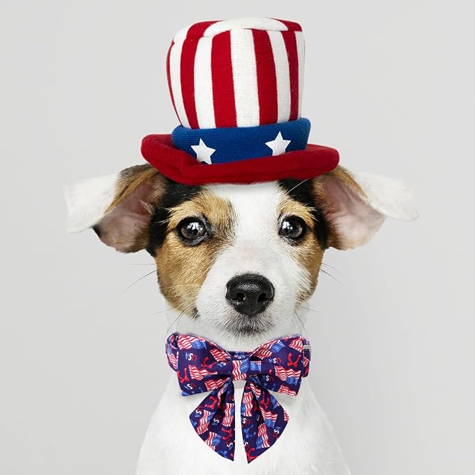 Maca Bates American Flag 4th of July Dog Collar with Sailor Bow 4 of 7 for Dogs Tie Adjustable Durable Flags Patriotic USA Collars Summer Independence Day for Small Medium Large XL Boy Girl Puppy