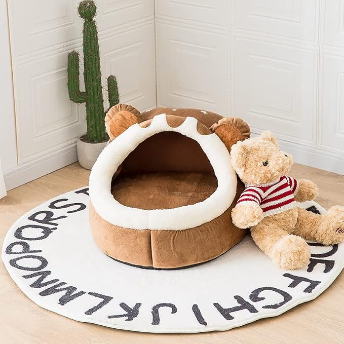 Winter Dog Bed Self-Warming Puppy House Cozy Cat Sleeping Tent Cave Beds Indoor Kitten Nest Kennel Hut for Small Medium Dog Cats