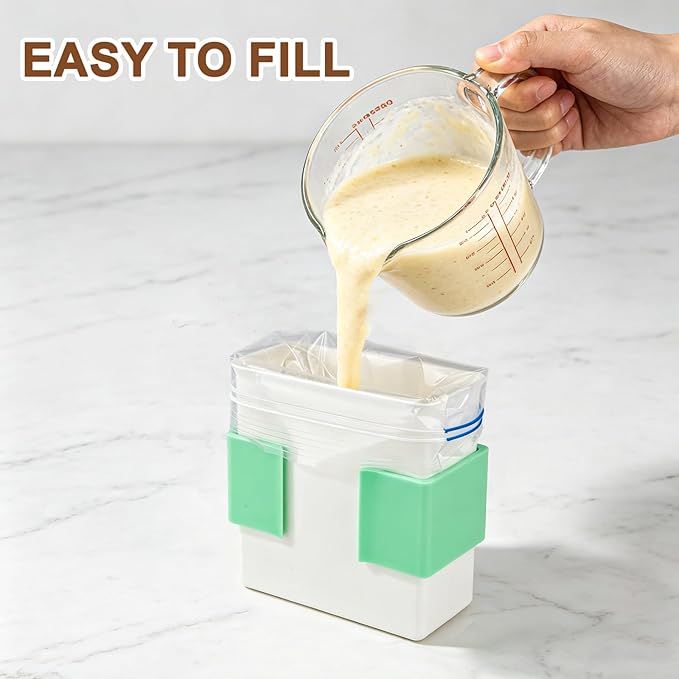 2-Cup 2-Pack Freezer Food Block Maker, Meal Prep Bag Container for Freezing Soups, Sauces, Leftovers & Bone Broth, Portion Freezer Containers for Food Storage