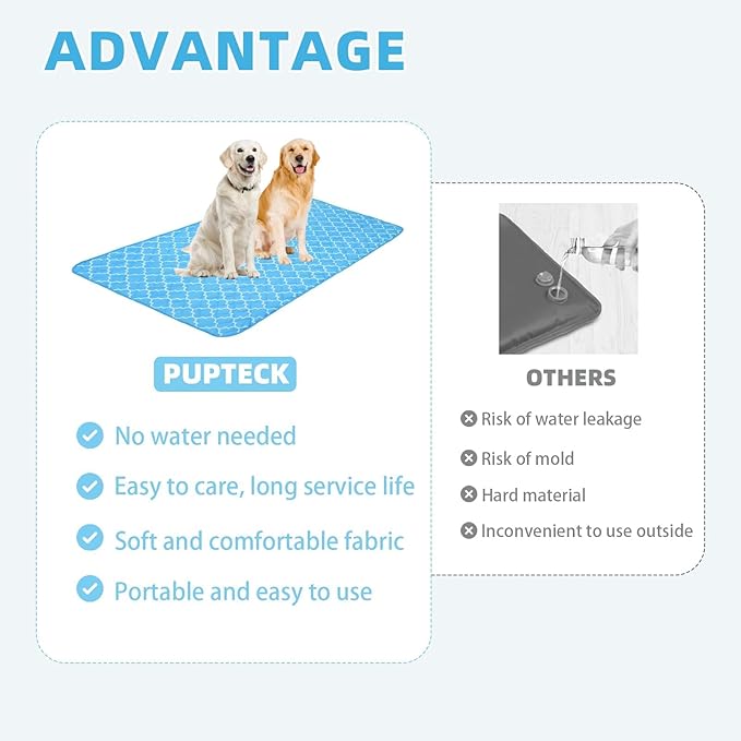 PUPTECK Dog Cooling Mat Pad for Medium Large Dogs, Cooling Blanket for Kennels Crate Floor, Dog Cat Summer Sleeping Bed Outside, Washable & Portable, XX-Large 60"x80"