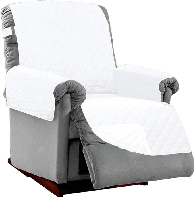 Sofa Shield® Couch Recliner Covers for Dogs, Reversible Furniture Protector with Strap, Stain and Tear Resistant Cushion Cover, 28 inch Seat, Machine Washable Slipcover Dog Pets Cats, White