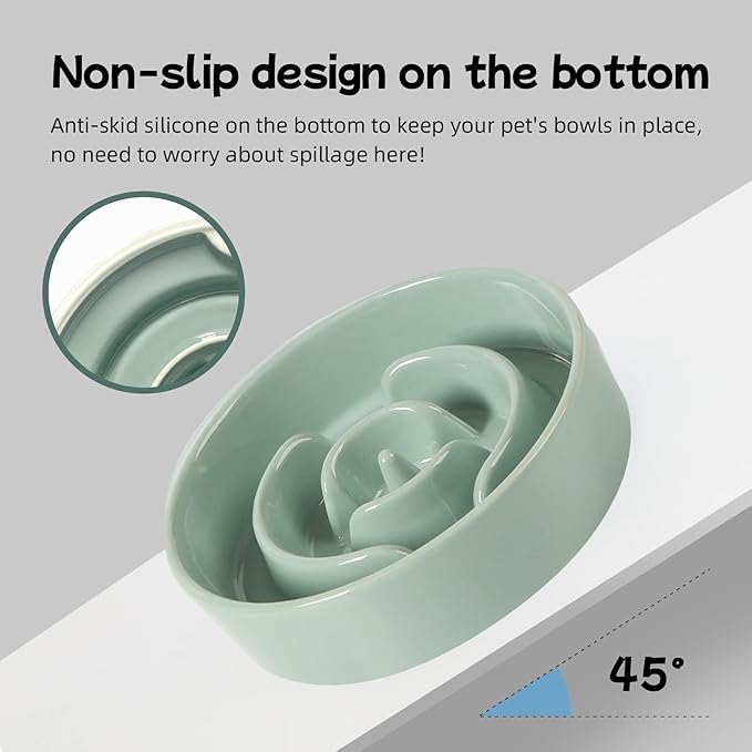 Havniva 6.1” Raised Slow Feeder Dog Bowls, 0.9 Cups Ceramic Dog Bowl Slow Feeding for Small Breed, Elevated Puzzle Dog Food Bowl with Wooden Stand Non-Slip Anti-Gulping & Anti-Choking