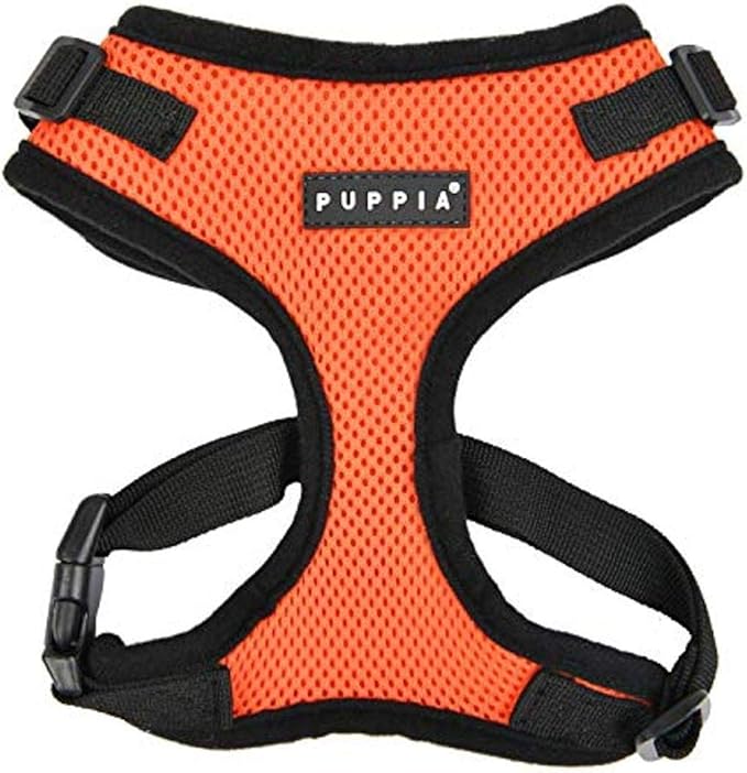 Puppia Authentic RiteFit Harness with Adjustable Neck, Orange, Small