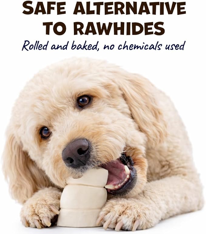 Beef Cheek Rolls for Dogs - Natural & Odor-Free Dog Treats - 5 to 6 Inch Medium Beef Hide Dog Chews - 4 Pack