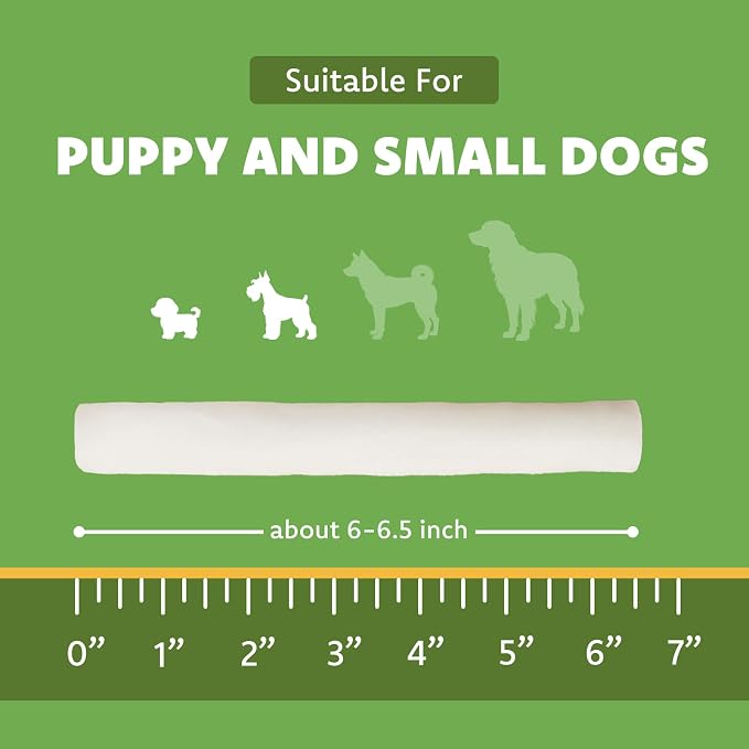 MON2SUN Dog Rawhide Rolls Twist Sticks Chew Treats Natural Flavor 6.5 Inch 40 Count for Puppy and Small Dogs