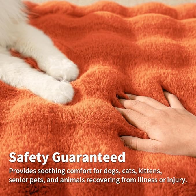 SOMAHE Pet Blanket, Reversible Sherpa & Bubble Fleece Pet Throw, Ultra-Soft Plush for Cats & Small Dogs, Machine Washable, Anti-Static, Warm & Cozy,28"×22" Inch Orange
