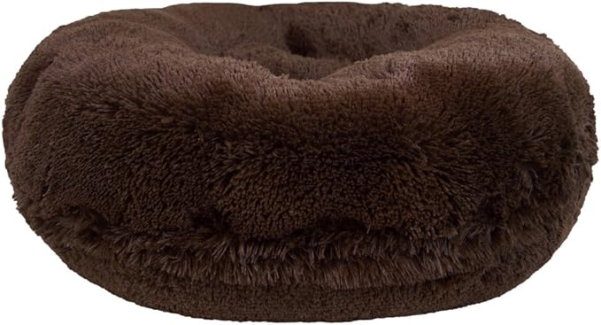 Bessie and Barnie - Luxury Extra Plush Faux Fur Bagel Pet/Dog Bed (Grizzly Bear, Me)