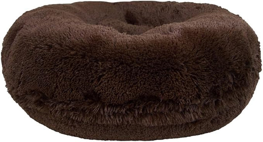 Bessie and Barnie - Luxury Extra Plush Faux Fur Bagel Pet/Dog Bed (Grizzly Bear, Me)