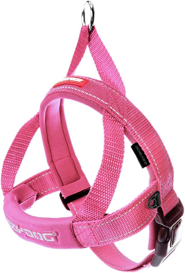 EzyDog Quick Fit Dog Harness – No Pull Harness for Training, Everyday Walking, and Easy Control - Adjustable Fit, Reflective, and Padded (X-Small, Pink)