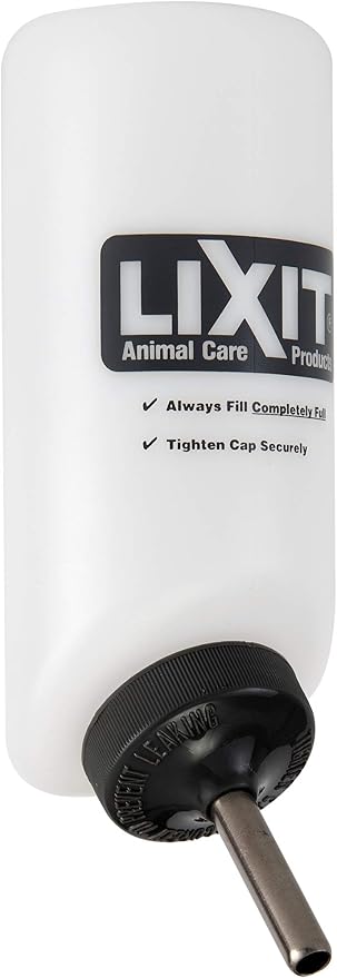 Lixit Wide Mouth BPA-Free Cage Water Bottles for Rabbits, Ferrets, Guinea Pigs, Rats, Chinchillas, Hamsters, Mice, Hedgehogs, Gerbils and Other Small Animals. (Translucent, 16 Ounce)