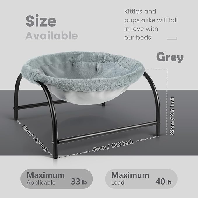 JUNSPOW Cat Bed Dog Bed Pet Hammock Bed Kitty Sleeping Cat Supplies Pet Supplies Whole Wash Stable, Detachable, Breathable, Easy Assembly Indoors Outdoors, 16.9 in x 16.9 in x 9.5 in