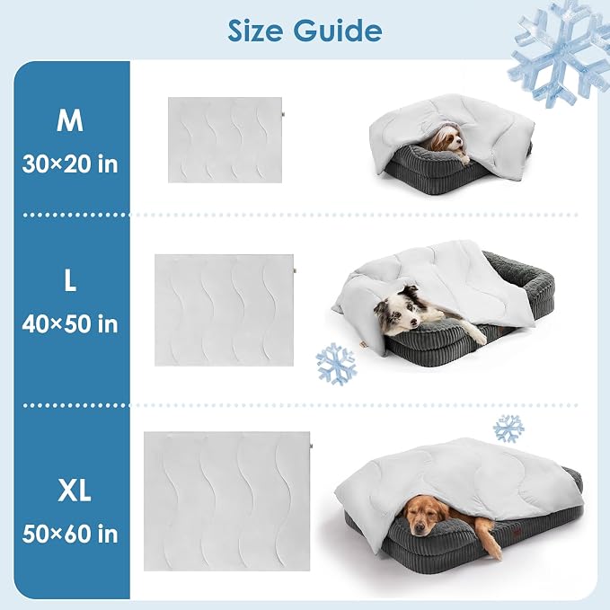 EHEYCIGA Premium Cooling Blankets for Dogs - Q-MAX>0.53, Dog Cooling Blanket Summer, Soft Dog Cooling Mat for Hot Weather, Washable Cat Pet Cooling Blanket, Light Grey, 40x50