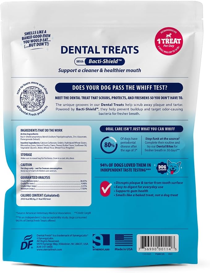 Dental Fresh Dental Treats for XS Dogs, Vet-Formulated Teeth Cleaning Dental Sticks to Help Reduce Plaque and Tartar and Freshen Breath, 64 Count Brush Free Dental Chews for Dogs up to 10 lbs