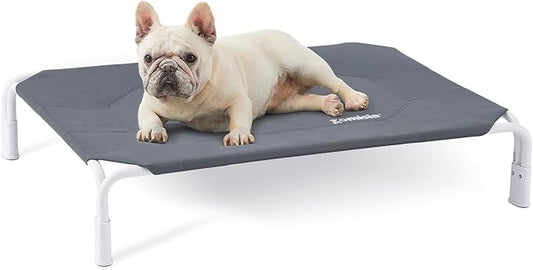 ZOMISIA Elevated Dog Cot Bed for Medium Size Dog, Cooling Dog Bed Frame with Non-Slip Floor Protectors & Breathable Mesh, Raised Outdoor Dog Cot Pet Hammock, 35x25 Inch, Tool-Free Assembly