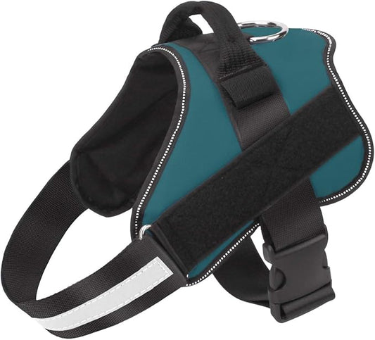 Dog Harness, No-Pull Reflective Dog Vest, Breathable Adjustable Pet Harness with Handle for Outdoor Walking - No More Pulling, Tugging or Choking (Turquoise, M)