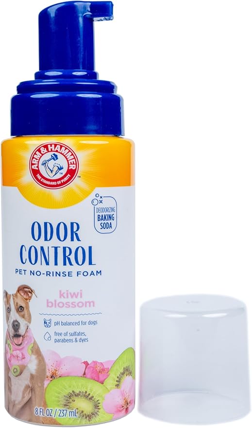 Arm & Hammer for Pets Odor Control No-Rinse Foam Dogs Kiwi Blossom Waterless Baking Soda Dog Deodorizer pH Balanced Free Sulfates 8 FL Oz 6