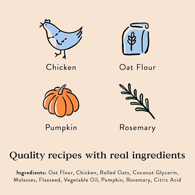 Bocce's Bakery Oven Baked Chicken Recipe Treats for Dogs, Wheat-Free Everyday Dog Treats, Made with Real Ingredients, Baked in The USA, Natural Soft & Chewy Cookies, Chicken, 6 oz