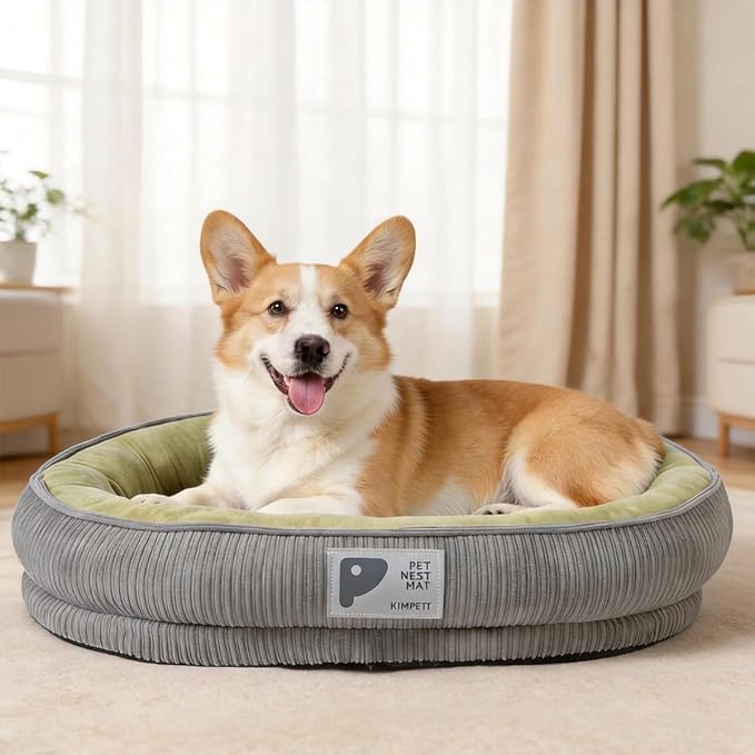 Washable Pet Cat Dog Bed Small Medium,Memory Foam Calming Pet Puppy Dog Crate Beds Cushion for Small Medium size Dogs Indoor Cats Crate,Pet Dog Cat Crate Mat with Detachable Bottom and Bolster Cushion