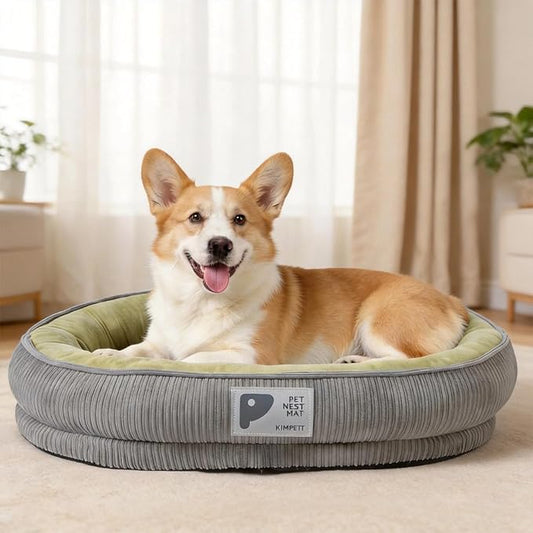 Washable Pet Cat Dog Bed Small Medium,Memory Foam Calming Pet Puppy Dog Crate Beds Cushion for Small Medium size Dogs Indoor Cats Crate,Pet Dog Cat Crate Mat with Detachable Bottom and Bolster Cushion
